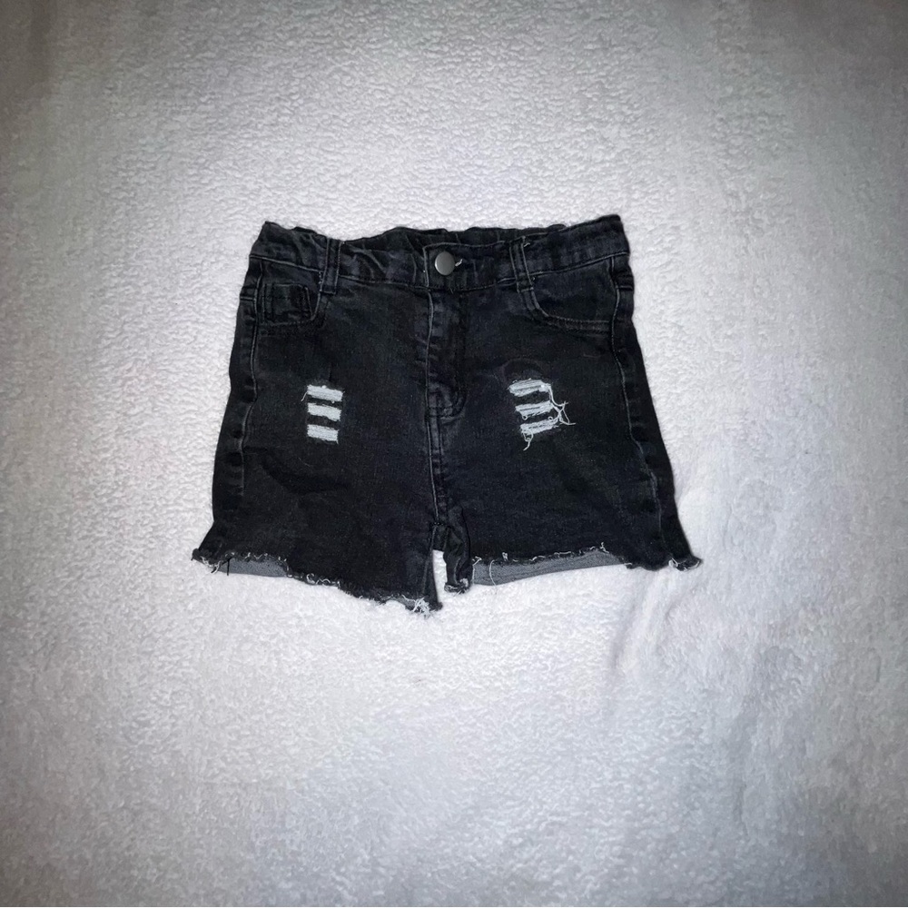 Kids girls Distressed Black Denim Shorts
